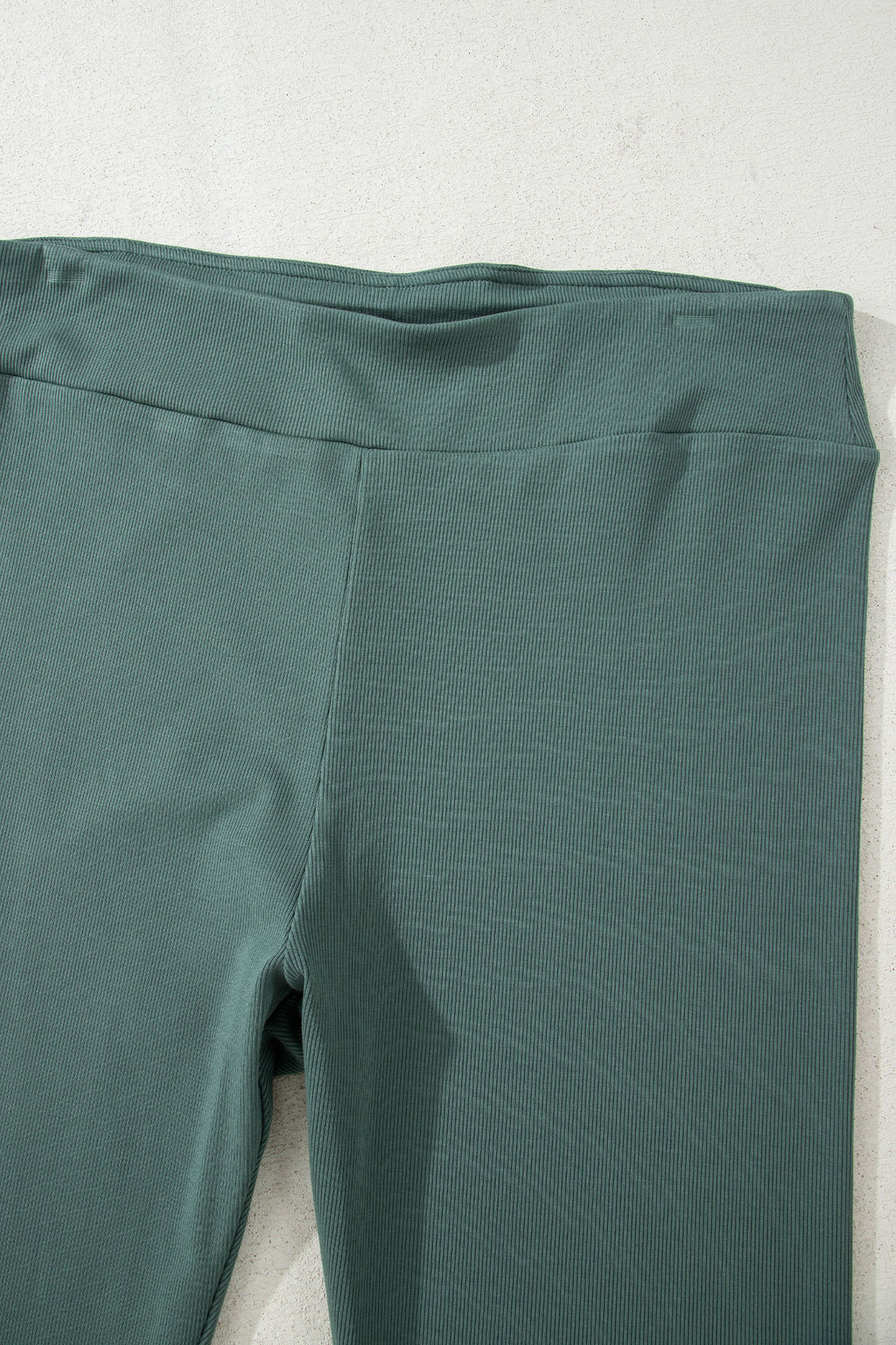 Green Bay Solid Color Oversize Slit Sweatshirt Ribbed Leggings 2pcs Set