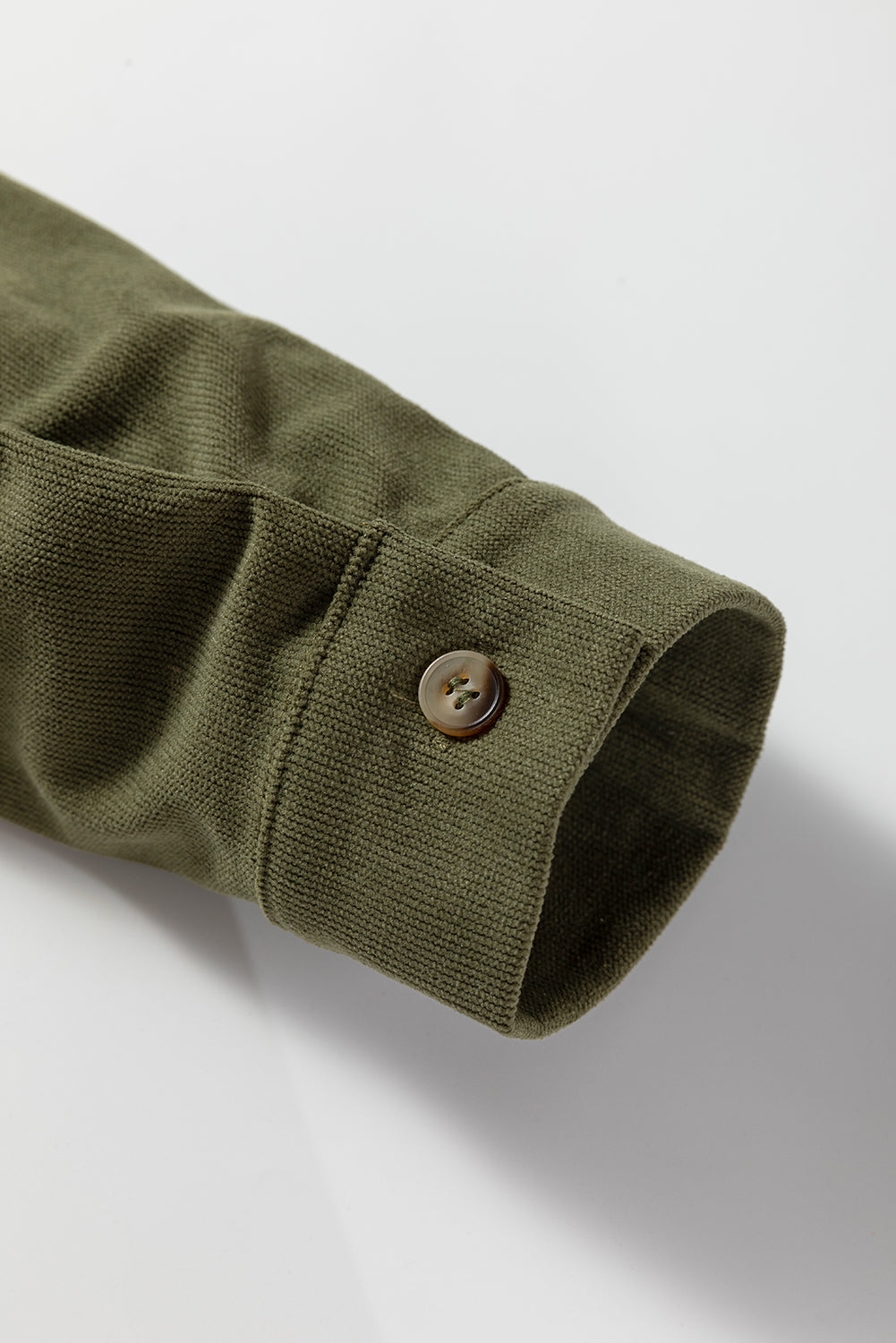 Vineyard Green Corduroy Half Button Collared Long Sleeve Mini Dress