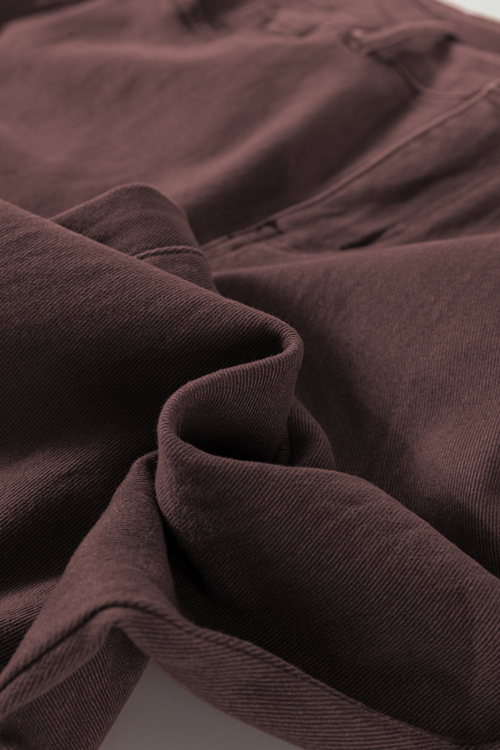 Coffee Loose Straight High Waist Solid Color Jeans