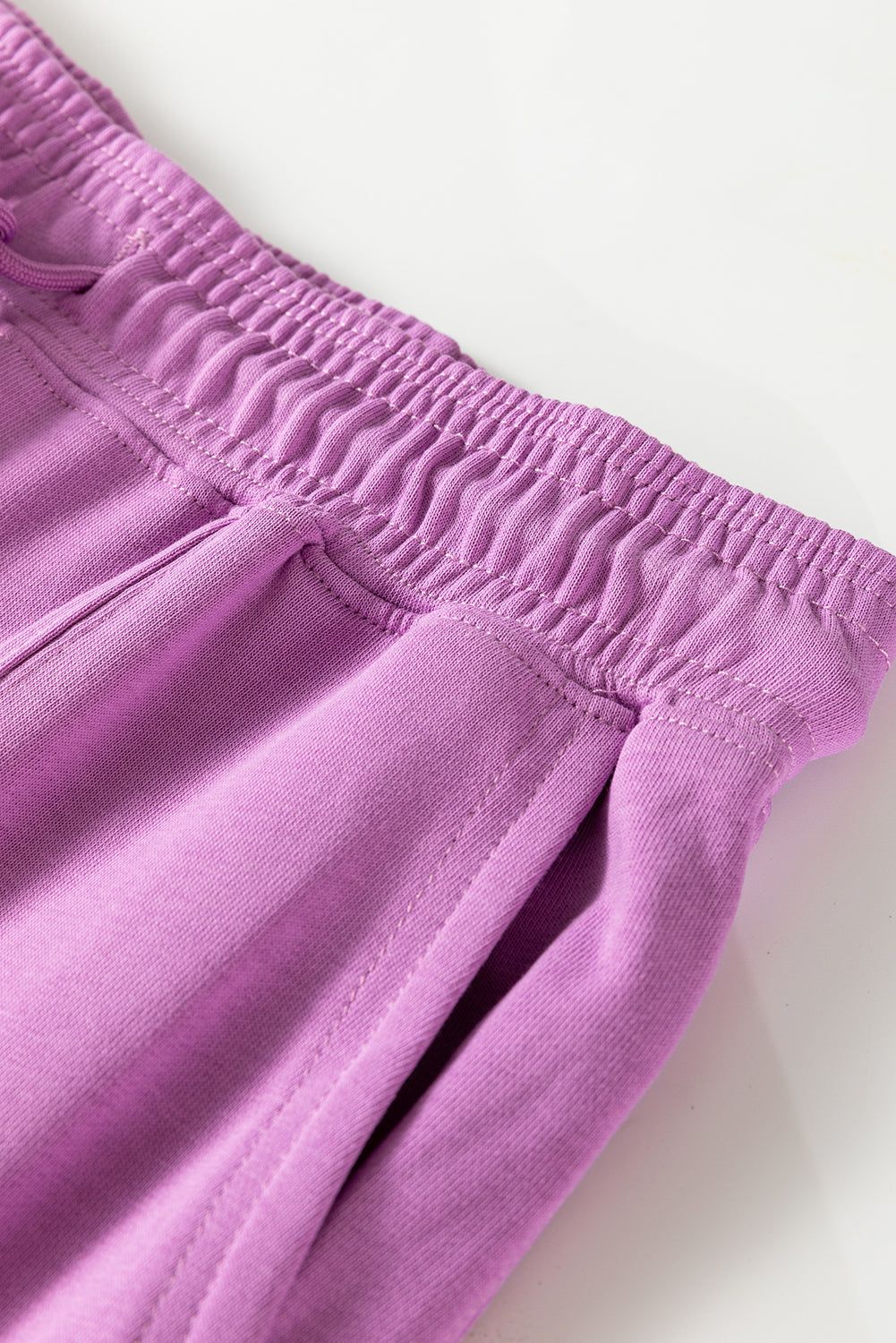 Lilac Drawstring Elastic Waistband Solid Color Jogger Pants