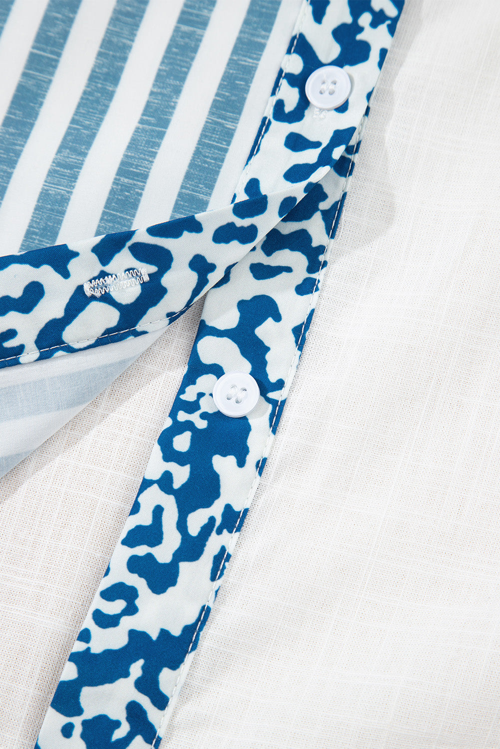 Sky Blue Leopard Striped Western Casual Shirt