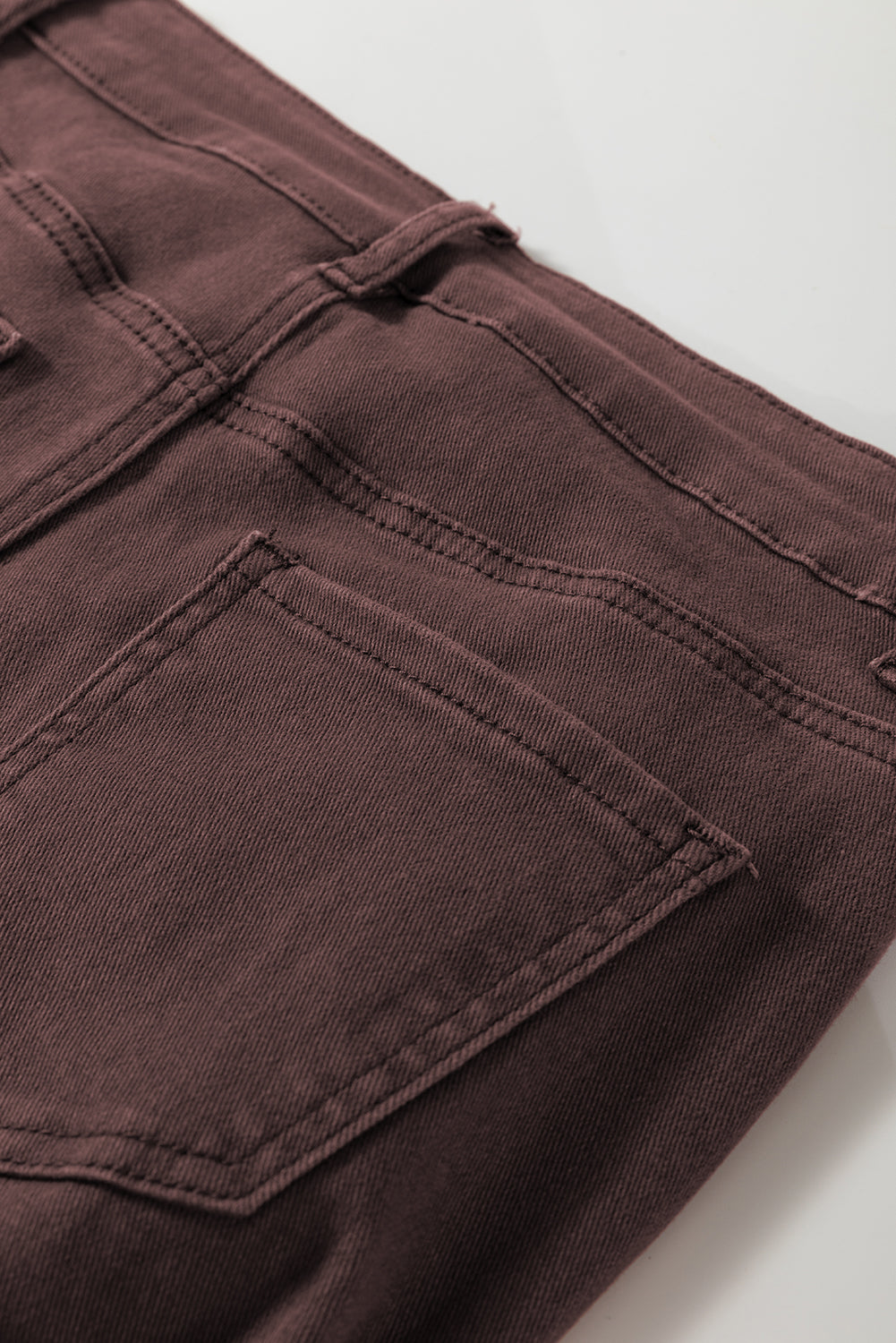 Coffee Loose Straight High Waist Solid Color Jeans