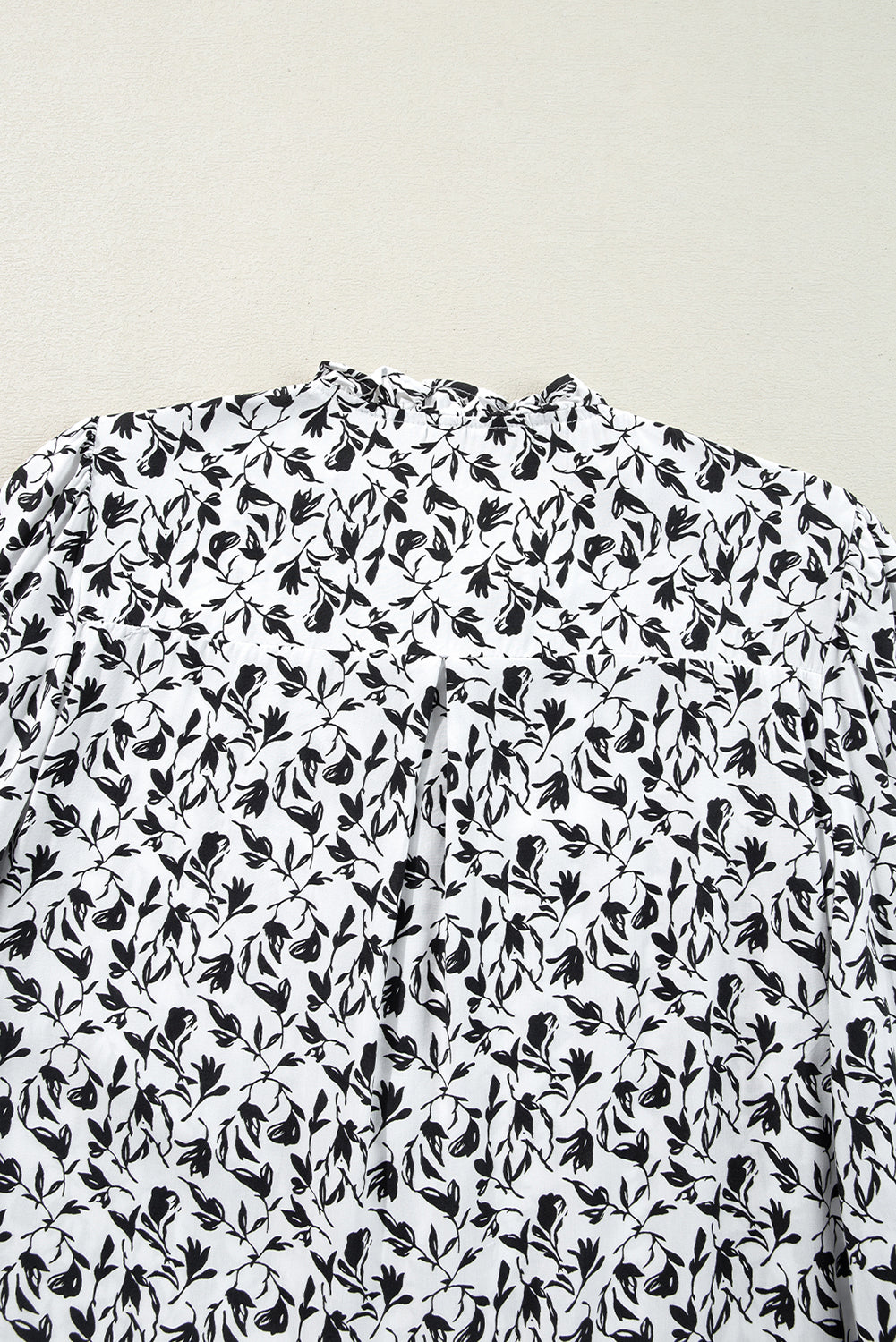 Black Printed Lace Detail Floral Puff Sleeve Fall Shirt